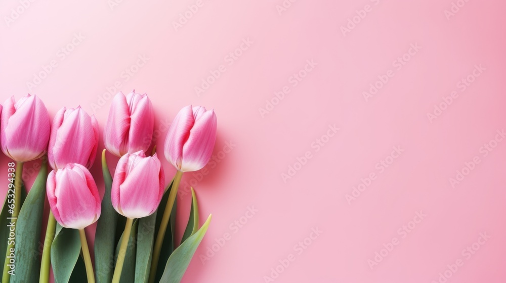 Tulip flowers on background and copyspace.