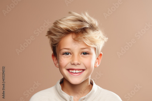 A young boy with a toothbrush in his mouth. This image can be used to promote good oral hygiene and dental care.