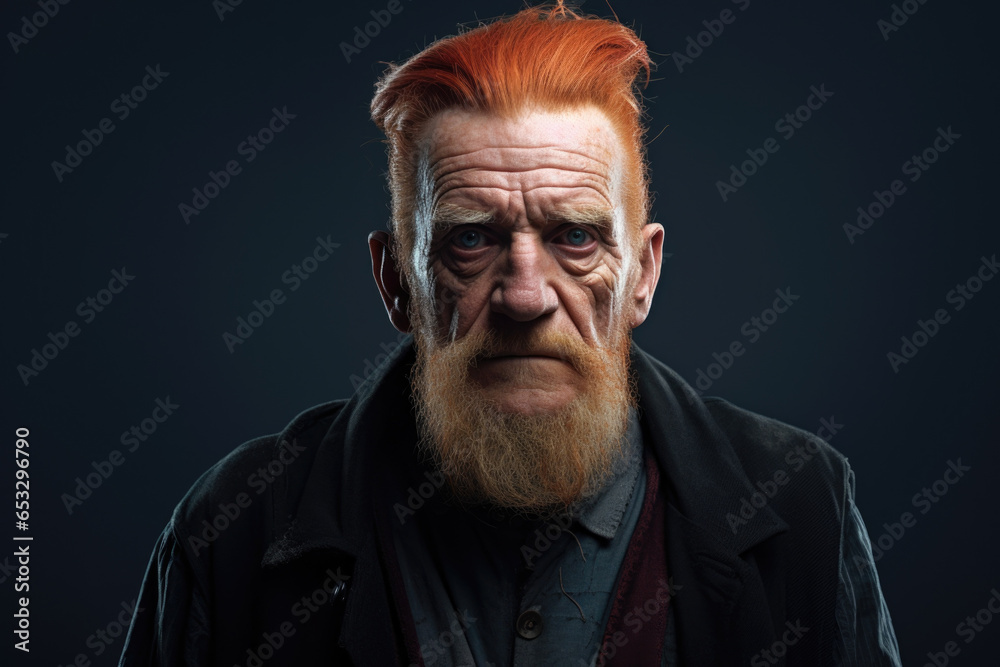 A picture of a man with red hair and a beard. This image can be used to represent masculinity, individuality, or a trendy and fashionable look.