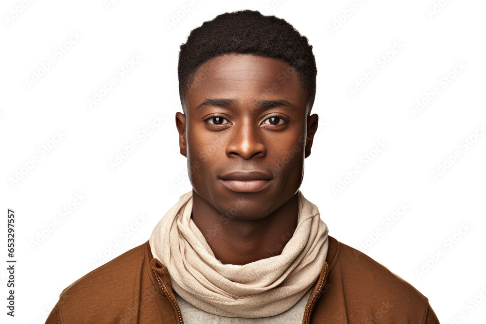 A picture of a man wearing a scarf around his neck. This versatile image can be used to depict fashion, winter clothing, cold weather, and outdoor activities.