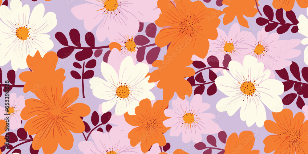 Hand drawn flowers, seamless patterns with floral for fabric, textiles, clothing, wrapping paper, cover, banner, interior decor, abstract backgrounds Hand drawn flowers, seamless patterns with floral for fabric, textiles, clothing, wrapping paper, cover, banner, interior decor, abstract backgrounds