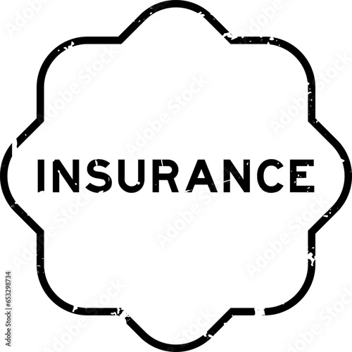 Grunge black insurance word rubber seal stamp on white background