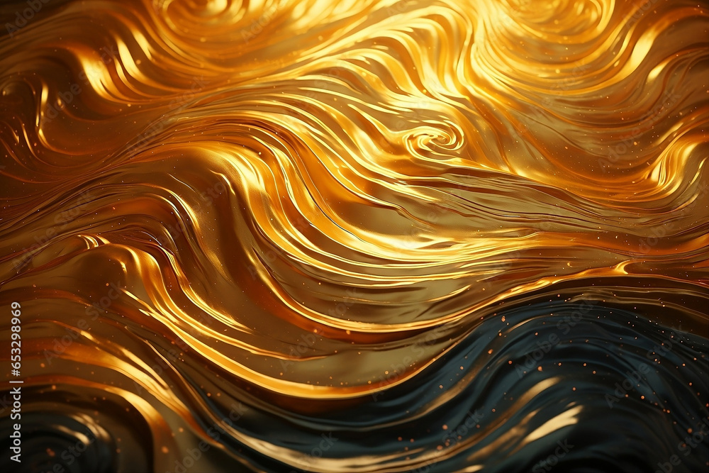Abstract glossy golden and black wavy background. Abstract glossy golden and black wavy background.