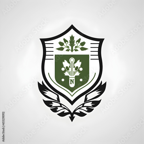 green family crest cut file, in the minimalist style, white and black, gemetric lines, simple vector, english major photo