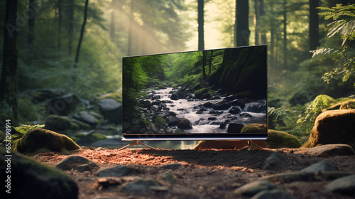 close-up of sophisticated and modern tv, generative ai