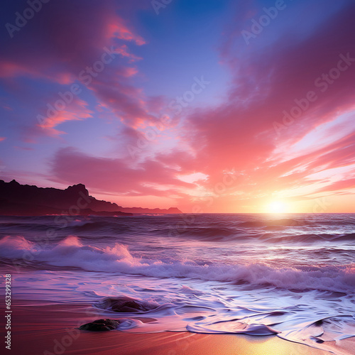 Pastel Sunset on the Beach Backgrounds © Pornphan