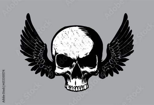 Lift hard on high - the flying human skull imagination - black background t-shirts clothing banners icon printing and others usage