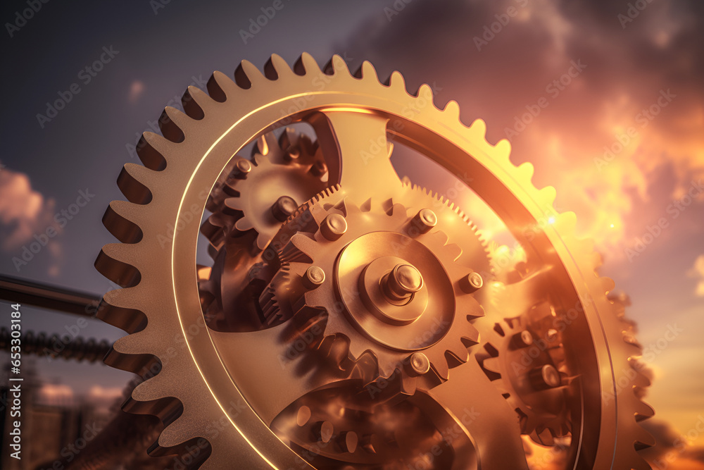 Mechanical Beauty: Animated Closeup of Rotating Gears Precision in ...