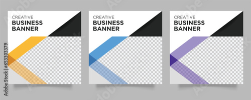 Set of Editable square banner template for social media post and web internet ads