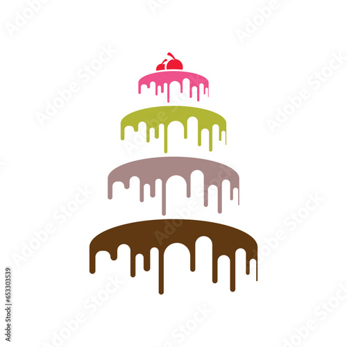 Sweet cake template logo design vector illustration
