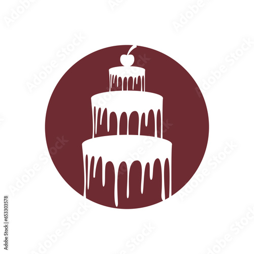 Sweet cake template logo design vector illustration