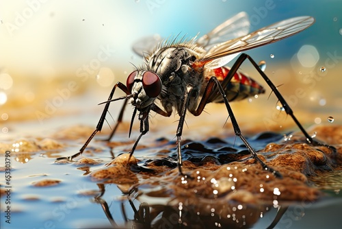 a big mosquito flying with splash