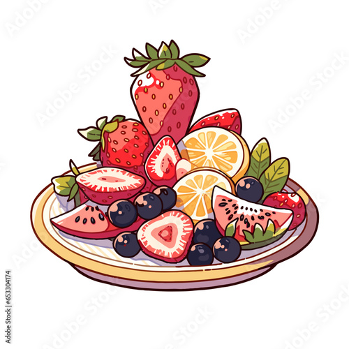 Fruit Tray vector icon in minimalistic, black and red line work, japan web