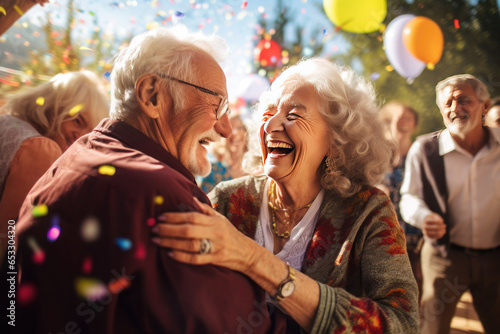 Old couple dancing with happiness smile in International Day for the Elderly