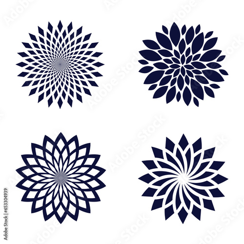 Set of abstract circular floral icons