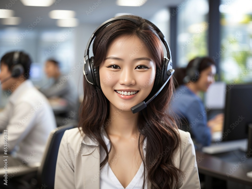 Woman Helpdesk Support with Headset Working on Computer, Smiling Female Customer Support Operator with Headset, Professional Woman Providing Helpdesk Support Woman Helpdesk Support with Headset Working on Computer, Smiling Female Customer Support Operator with Headset, Professional Woman Providing Helpdesk Support