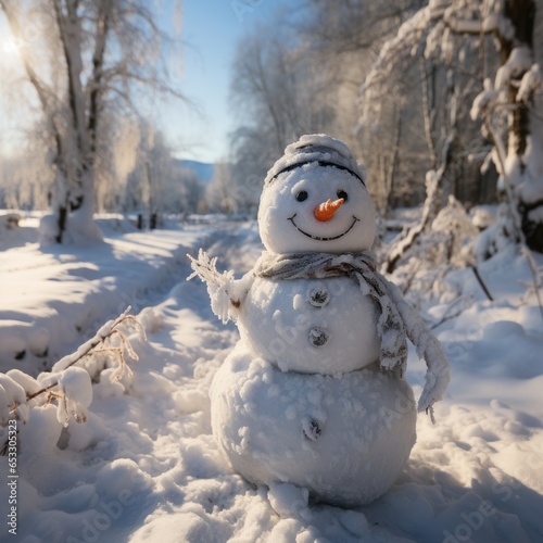 Snowman in a Snowy Forest © Blue_Utilities