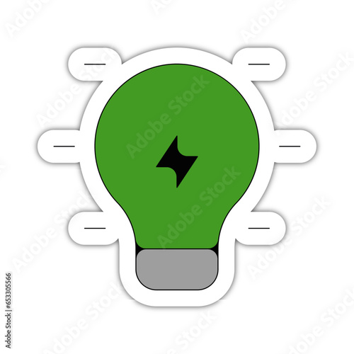 picto logo icones et symbole ecologie ampoule fin vert relief