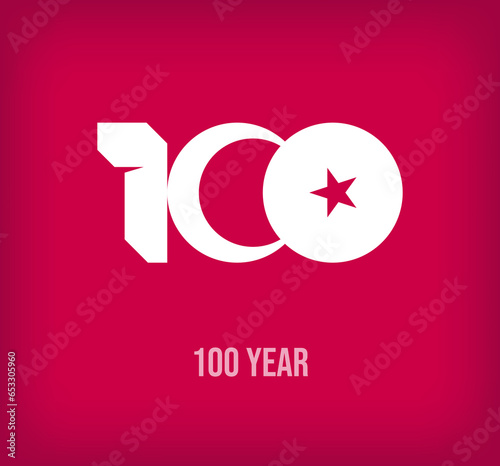 Celebration of the 100th anniversary of the conjunction of the moon and stars. Modern and professional 100th anniversary logo design.