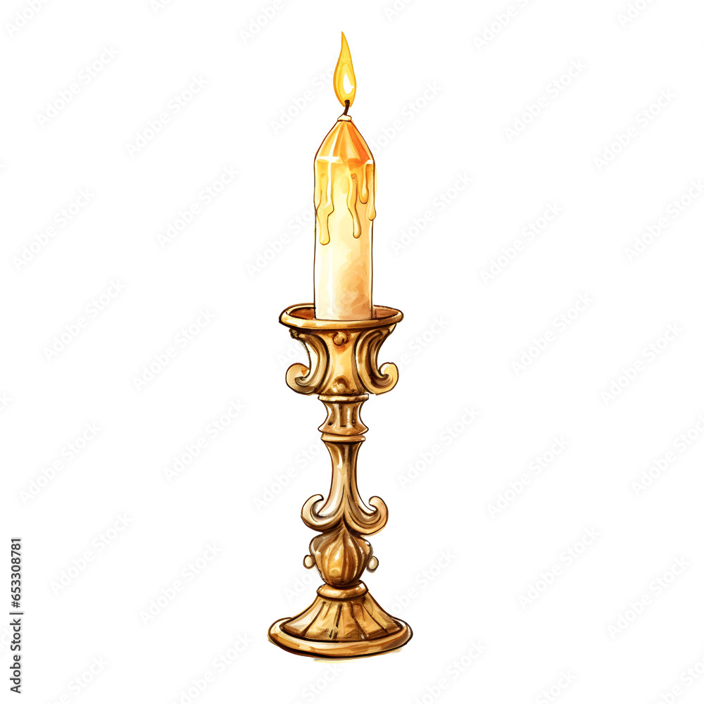 candlestick watercolor. Thanksgiving decoration