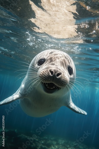 sea lion underwater, friendly look © artem