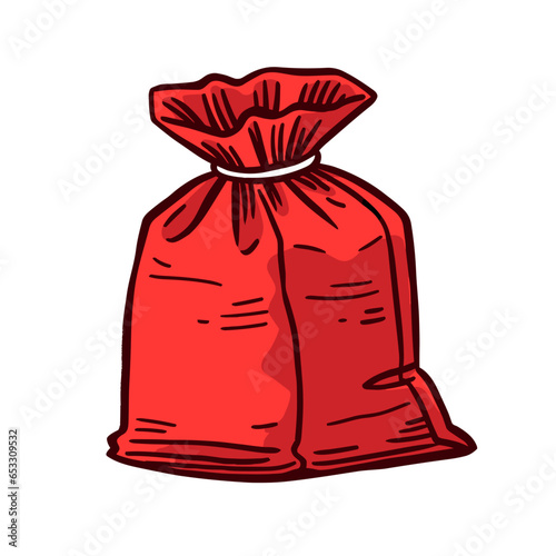 Coffee Bag vector icon in minimalistic, black and red line work, japan web