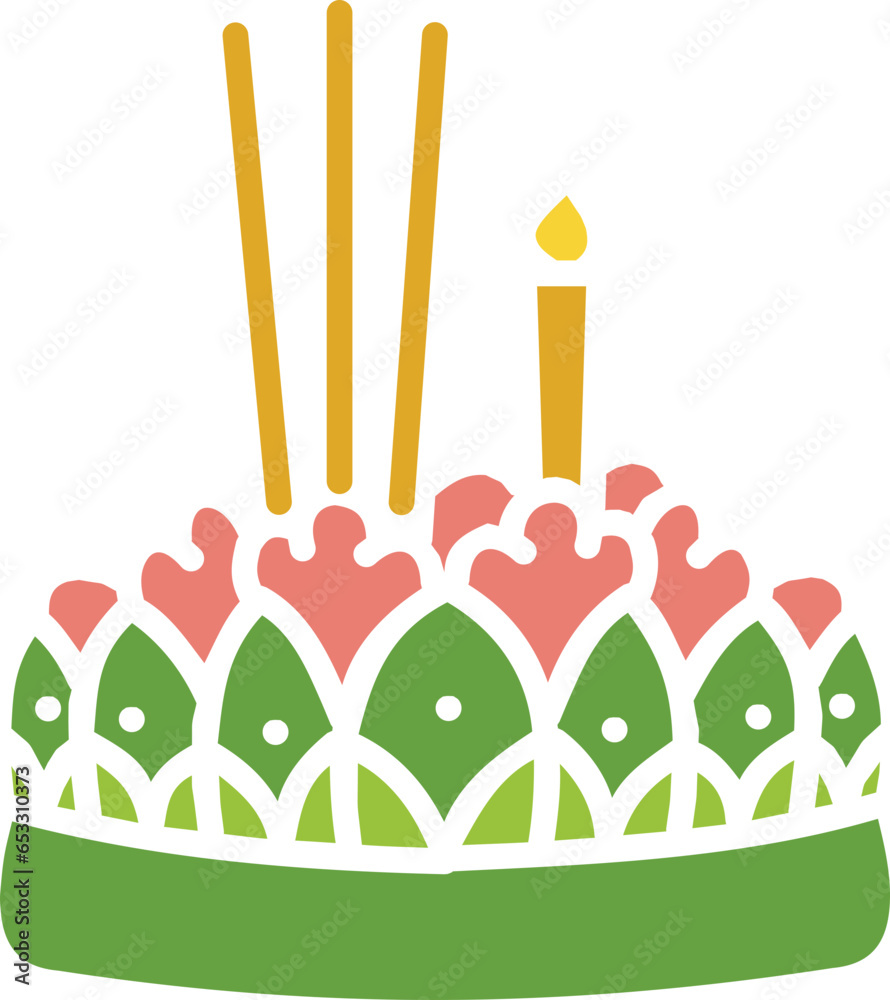 Loy Krathong cartoon Thailand festival