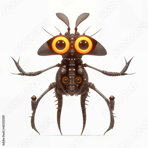 Insectlike cyborg. Isolated...