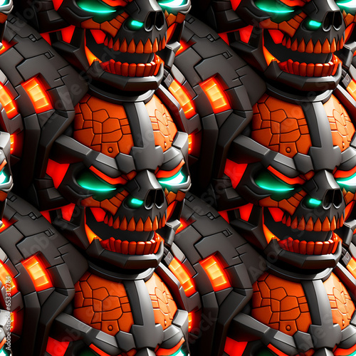 Robot skull, Seamless patte...