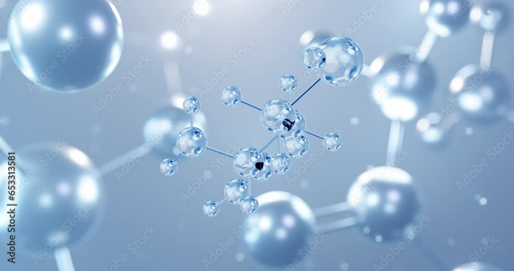 Homocysteine, rotating 3D model of homologue under a microscope, seamless looped video, molecular structure with selective focus