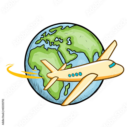 airplane flying around the world