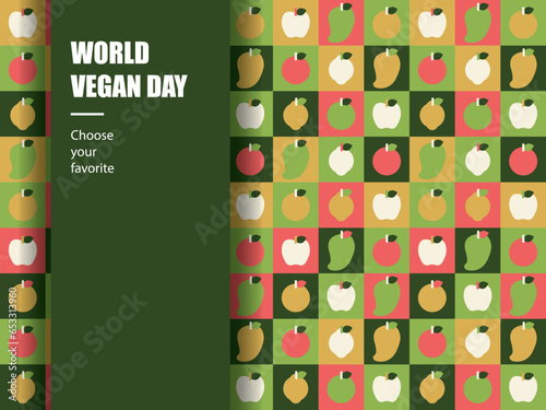 world vegan day pattern geometric vegetarian vector wallpaper fabric ornament vintage green health