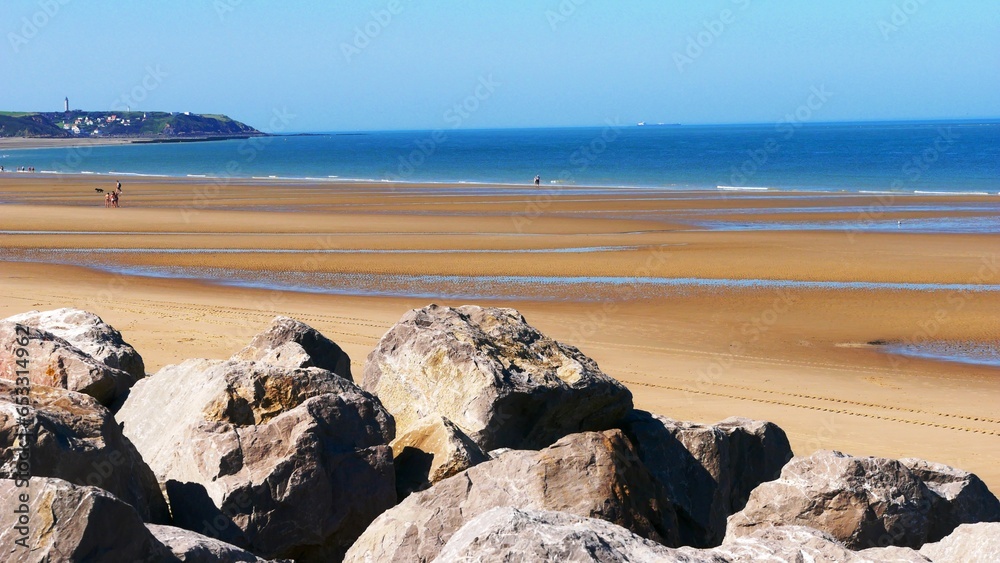 Plage de sable fin de Wissant sur la Côte d'Opale, région Pas-de-Calais en France Europe