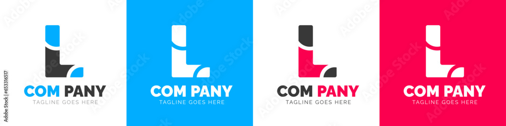 corporate modern business creative Minimal company Letter L logo icon vector design template set.

