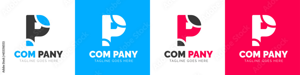 corporate modern business creative Minimal company Letter P logo icon vector design template set.
