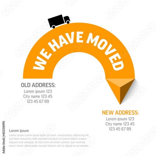 We are moving minimalistic white flyer template with yellow triangle arrow