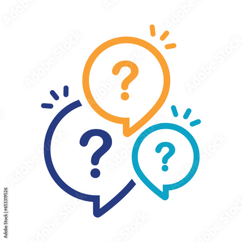 Illustration of exclamation and question mark in speech bubble, icon.