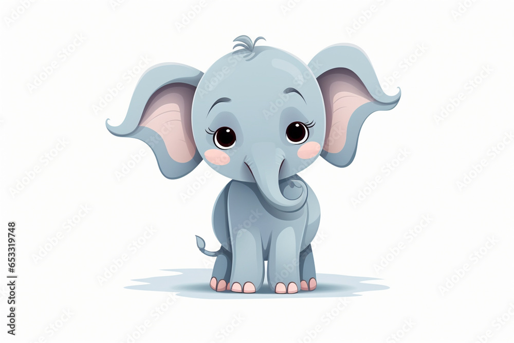 vector design, cute animal character of an elephant