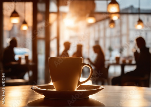 cup of coffee on the table in cafe