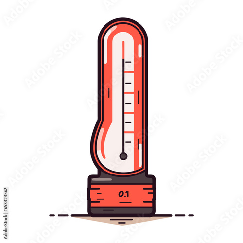 Funding meter vector icon in minimalistic, black and red line work, japan web