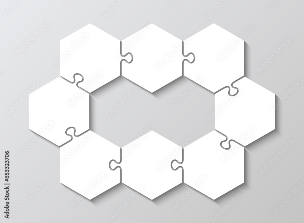 Jigsaw puzzle presentation infographic. Business puzzle hexagonal grid ... Jigsaw puzzle presentation infographic. Business puzzle hexagonal grid ...