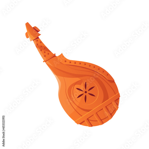 Bandura Ukrainian Traditional Musical Instrument. Symbols Ukraine. Vector Cartoon Illustration.