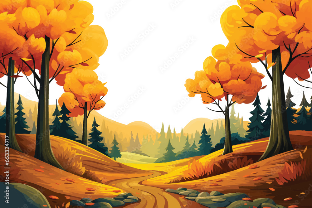 autumn landscape in the forest with trees Stock Vector | Adobe Stock
