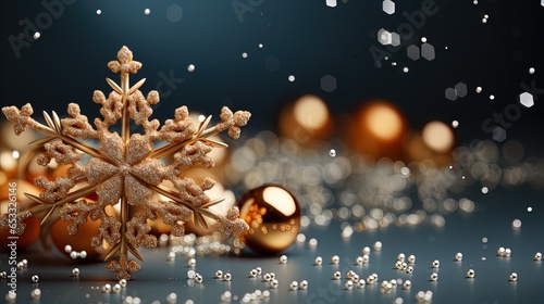 Delicate Snowflakes Adorning a Modern Christmas Winter Backdrop in 8K created with generative ai technology