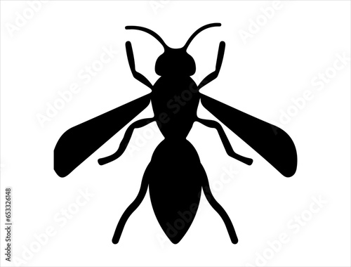 Wasp silhouette vector art white background
