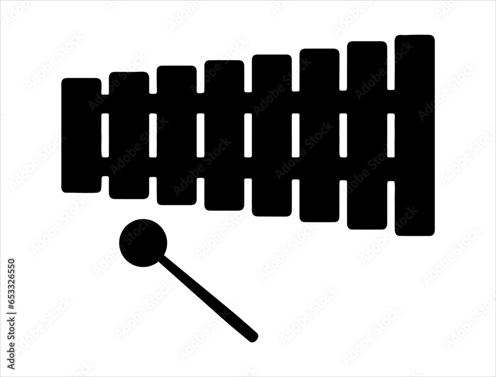Xylophone silhouette vector art white background Xylophone silhouette vector art white background