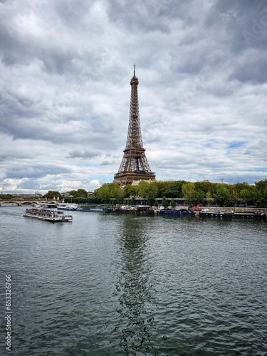 View of the Eiffel Tower in Paris, symbol of the city and of France