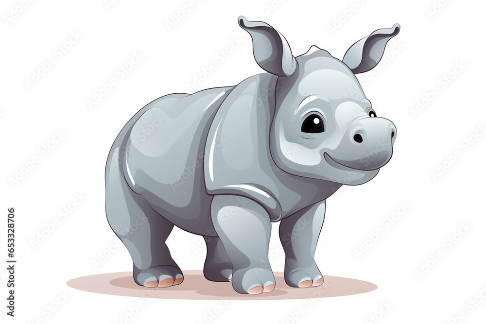 vector design, cute animal character of a rhino