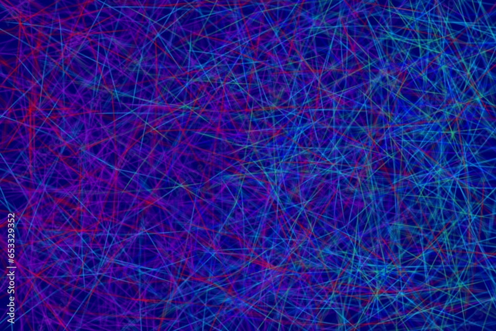 Background, texture in the form of coloured lines reminiscent of crayons. Disordered lines, different directions of lines. Different shades of purple and blue on a blue background. Background, texture in the form of coloured lines reminiscent of crayons. Disordered lines, different directions of lines. Different shades of purple and blue on a blue background.