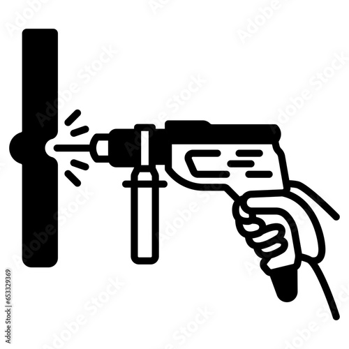 Hole Making Power Tool vector color icon design, Handyman Services symbol, House Repairing sign, Civil Engineering and Building Contractor stock illustration, Cordless Drills with handle concept